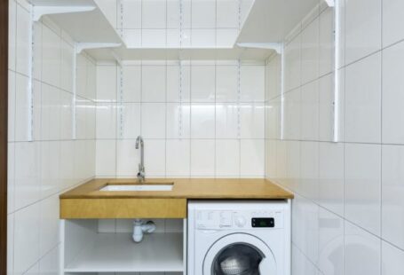 Laundry Area - Laundry Area with White Tiled Walls