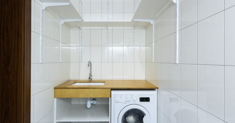 Laundry Area - Laundry Area with White Tiled Walls