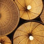 Hanging Light Fixtures - Low Angle View of Wicker Light Fixtures