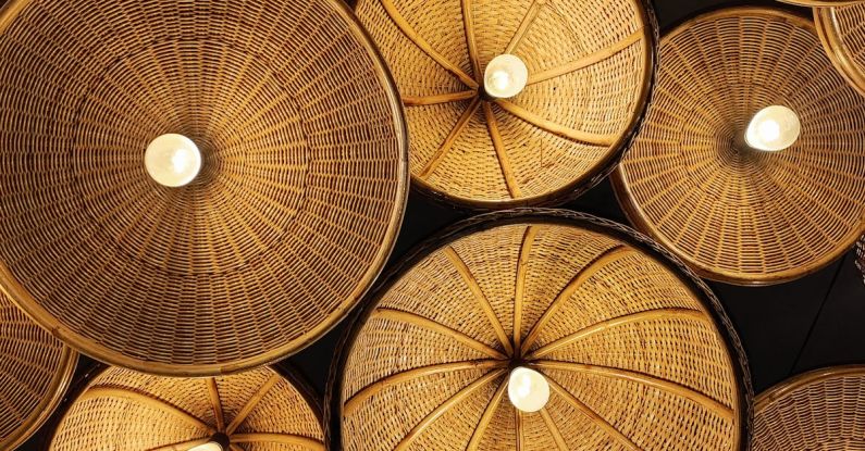 Hanging Light Fixtures - Low Angle View of Wicker Light Fixtures
