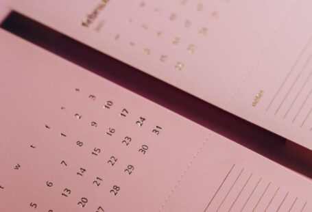 Color Of The Year - Calendar with inscriptions and numbers on office table