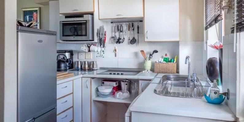 Small Kitchen - White Wooden Kitchen Cabinet